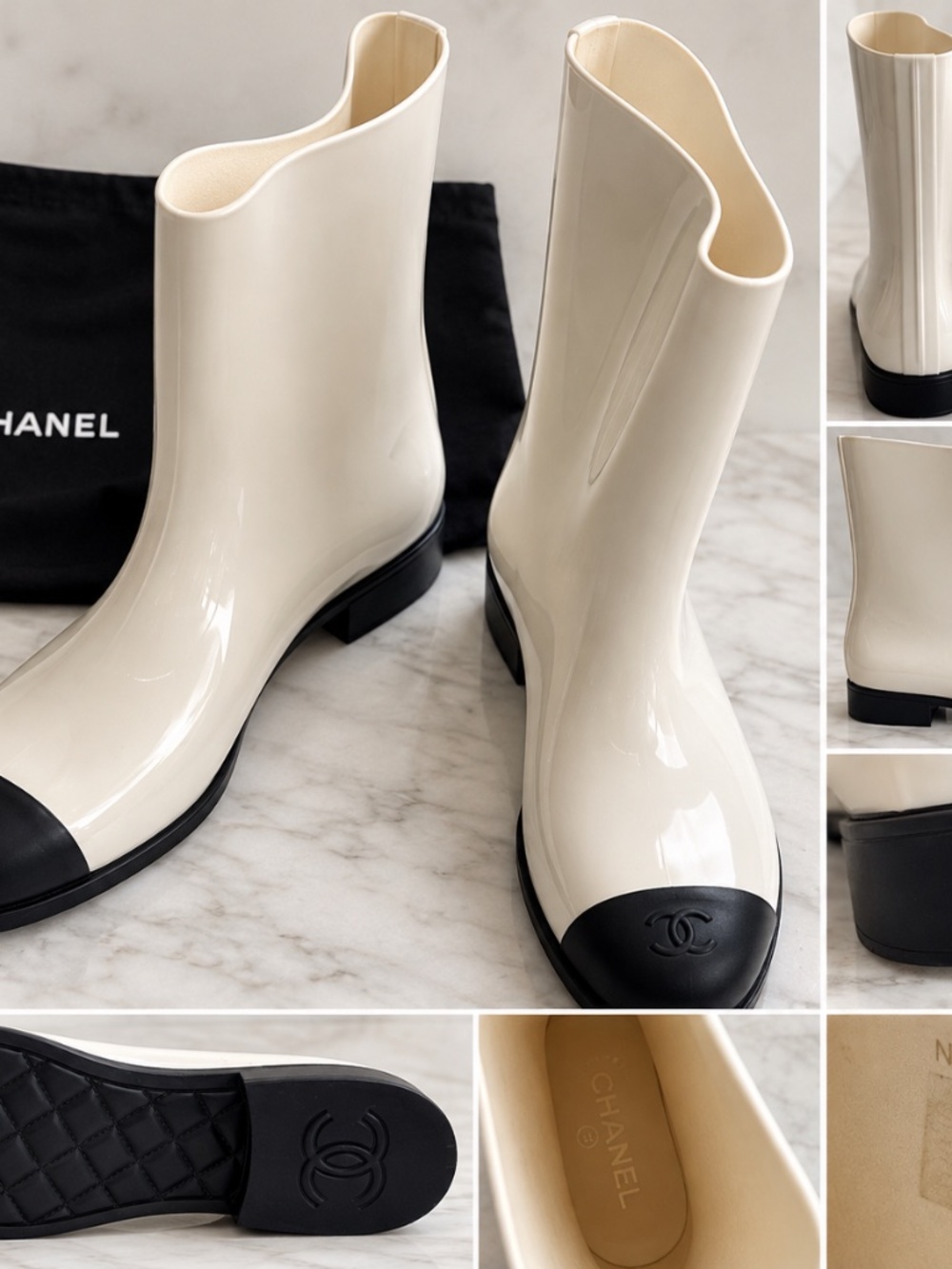 Authentic CHANEL rubber boots in black, size EU 41